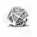 d20 dice with flames tattoo design idea