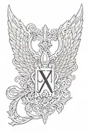 the letters VII-XXIV-MCMXC on the foream with wings on the side tattoo design idea