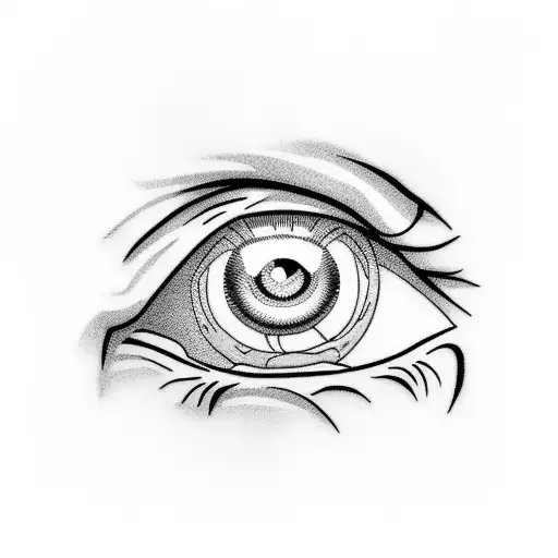 eye of Pain from naruto's character animation, with some clounds around, a desing to be tattoed on the hand tattoo design idea