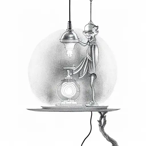 monk holding lamp tattoo design idea