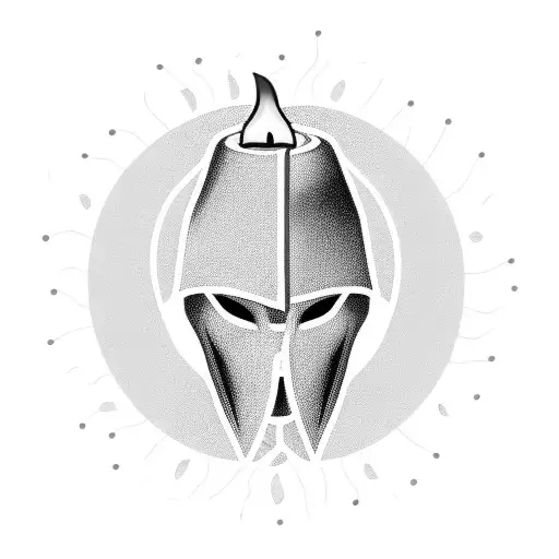 Hooded figure with no face holding candle tattoo design idea