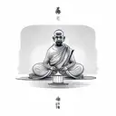 monk holding lamp tattoo design idea