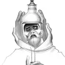 monk holding lamp tattoo design idea