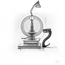 monk holding lamp tattoo design idea