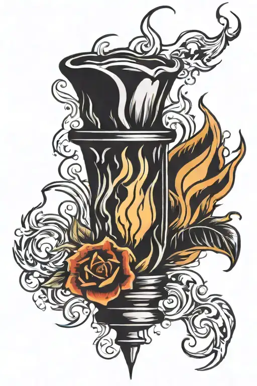 torch with four flames  tattoo design idea