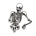 skeleton torso with head and sword going throat him tattoo design idea