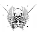 skeleton torso with head and sword pierced him tattoo design idea