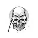 skeleton torso with head and sword pierced him tattoo design idea