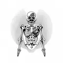 skeleton torso with head and sword pierced him tattoo design idea