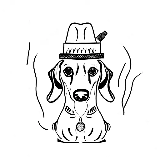 funny looking dachshund dressed up mexican tattoo design idea