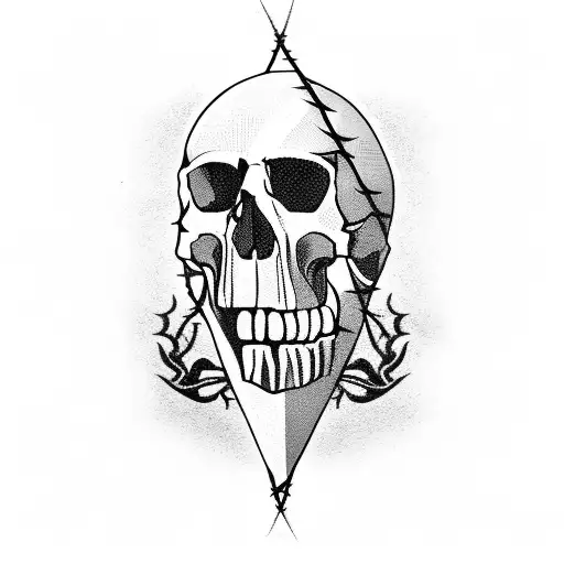 Neck tattoo, skull with barbed wire  tattoo design idea