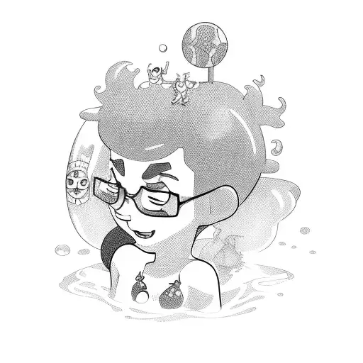 A whimsical tattoo featuring characters from Steven Universe enjoying a summer pool party tattoo design idea