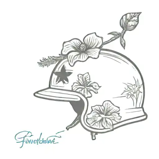 American Combat helmet with hibiscus flower tattoo design idea