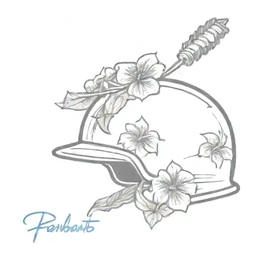 American Combat helmet with hibiscus flower tattoo design idea