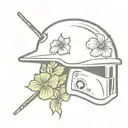 American Combat helmet with hibiscus flower tattoo design idea