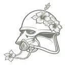American Combat helmet with hibiscus flower tattoo design idea