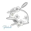 American Combat helmet with hibiscus flower tattoo design idea