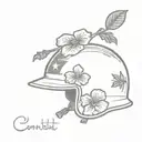 American Combat helmet with hibiscus flower tattoo design idea