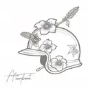 American Combat helmet with hibiscus flower tattoo design idea