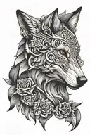 Create a tattoo featuring a timeline of key events in Turkish history intertwined with a powerful wolf motif, executed in black-grey style tattoo design idea