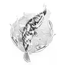 laurel wreath with koi fish tattoo design idea