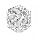 laurel wreath with koi fish tattoo design idea