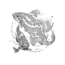 laurel wreath with koi fish tattoo design idea