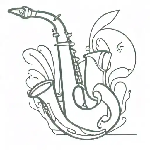 saxophone surrounded tattoo design idea