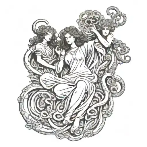 Hecate and Medusa surrounded tattoo design idea