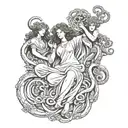 Hecate and Medusa surrounded tattoo design idea