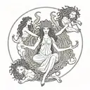 Hecate and Medusa surrounded tattoo design idea
