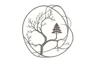 a small tattoo, a tree from a branch of which an infinity sign appears at the end of which a bird sits tattoo design idea