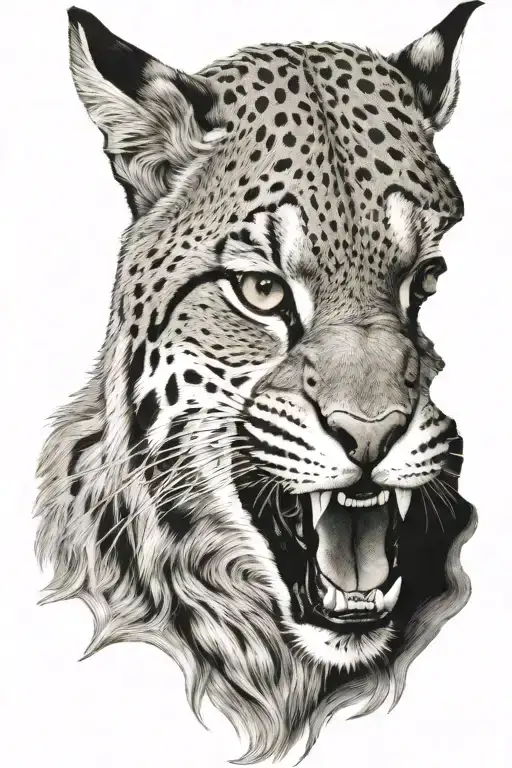 bobcat face with mouth tattoo design idea