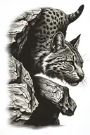 bobcat stealthily climbing tattoo design idea