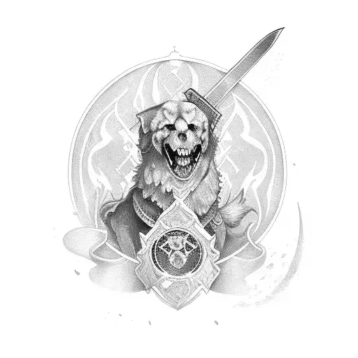 Byrne family motto and sword tattoo design idea