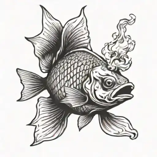 a fish smoking a cigarette tattoo design idea