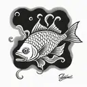 fish smoking tattoo design idea