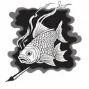fish smoking tattoo design idea