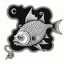 fish smoking tattoo design idea
