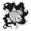 fish smoking tattoo design idea