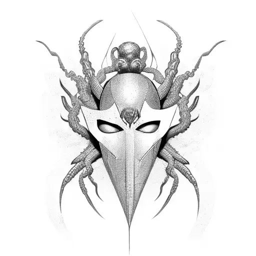 phrase "let mspider woman maske be your hero" written in HQ style font tattoo design idea