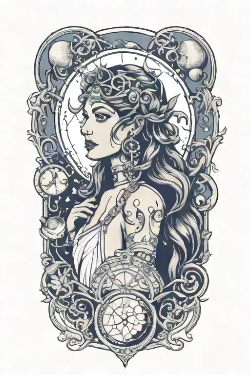 hecate moon phases tattoo design idea