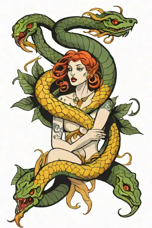lilith tattoo with snakes tattoo design idea