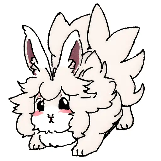 Grey lionhead rabbit with small upstanding ears, small cheeks and a white dot on the nose tattoo design idea