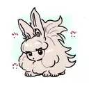 Grey lionhead rabbit with small upstanding ears, small cheeks and a white dot on the nose tattoo design idea