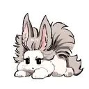 Grey lionhead rabbit with small upstanding ears, small cheeks and a white dot on the nose tattoo design idea