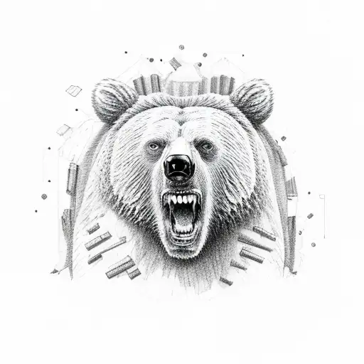 Roaring bear through ripped skin with paw tattoo design idea