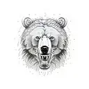 Roaring bear through ripped skin tattoo design idea