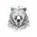 Roaring bear through ripped skin tattoo design idea