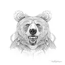 Roaring bear through ripped skin tattoo design idea